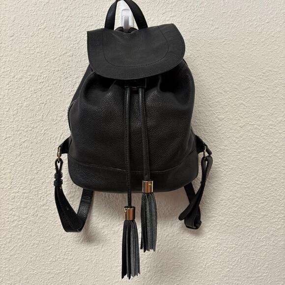 See by Chloe Black Pebbled Leather Backpack Fringe